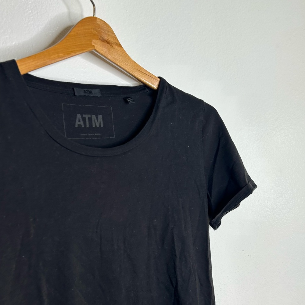 ATM 100% Cotton Black Scoop Neck Short Sleeve T - Shirt Top Size Medium - Picture 11 of 14